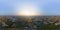 360 panorama by 180 degrees angle seamless panorama view of aerial top view of Phra Pathommachedi temple at sunset. The golden