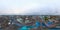 360 panorama by 180 degrees angle seamless panorama view of aerial view of Rom Hoop market. Thai Railway with a local train run