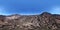 360 panorama of mountains near Stefanos volcano crater on Nisyros island, Greece, Dodecanese