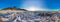 360 panorama of snow sunrise wave on the shore of Olkhon. Baikal