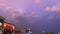 360 view of stormy sunset turning the whole sky and atmosphere a pink & purple color