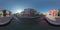 360 VR Burano island scene with traditional houses, canal and bell tower. Italy