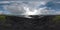 360 VR Timelapse of cloudy sky and ocean waves. View from Mauritius rocky coast