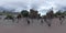 360 VR Visitors in Park Guell with gingerbread houses and Doric columns, Barcelona