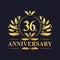 36th Anniversary Design, luxurious golden color 36 years Anniversary logo