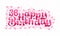 36th Happy Birthday lettering, 36 years Birthday beautiful typography design with pink dots, lines, and leaves