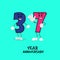 37 NUMBER CUTE YEAR ANNIVERSARY CELEBRATION DESIGN VECTOR TEMPLATE ILLUSTRATION