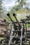 37mm anti aircraft artillery in outdoors museum in Ho chi Minh city, Vietnam, closeup double barrelled gun