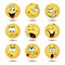 391_Set of yellow round emoticons or emoji illustration icons.