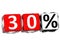3D 30 Percent Button Click Here Block Text