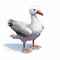 3d 8 Bit Pixel Cartoon Of Albatross - Full Body White Background