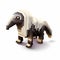 3d 8 Bit Pixel Cartoon Of Anteater - Full Body On White Background