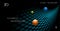3D Abstract background with surface twisting effect. 3D balls in space