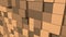 3d Abstract cubes. Video game geometric mosaic waves pattern. Construction of hills landscape using brown blocks. Minecraft and