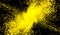 3D abstract digital technology particles fragmentation and mixing of yellow on black background