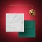 3d abstract geometric background. Christmas minimal modern design. Blank square marble banner, empty frame, poster template