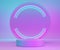 3d abstract minimalist geometric forms. Neon light of premium podium for your design in trendy. Fashion show stage,pedestal,