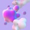 3D abstract nanoparticles on purple background.