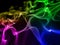 3D abstract technology background with rainbow coloured flowing particle waves