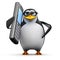 3d Academic penguin chatting on a cellphone