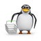 3d Academic penguin with empty shopping basket