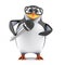 3d Academic penguin has a microphone