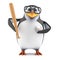 3d Academic penguin plays baseball