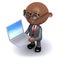 3d African American businessman with a laptop