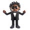 3d African American singer entertainer in tuxedo with arms in the air
