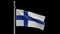 3D Alpha channel Finlandian flag waving wind. Finland banner blowing silk.