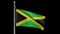 3D Alpha channel Jamaican flag waving on wind. Jamaica banner blowing silk