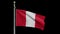 3D, Alpha channel  Peruvian flag waving on wind. Peru banner blowing silk