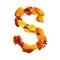 3d alphabet, uppercase letter S made of leaves, 3d rendering, autumn