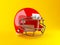 3d American football red helmet. Sport concept.