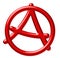 3D anarchy, anarchy, anarchistic symbol. red on a white background