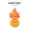 3d angry face and flame icon. Vector illustration of an angry face and burning flame overhead with trendy and bright color