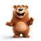 3d Animated Bear With Arms Up On White Background