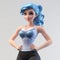 3d Animated Cartoon Character Design: Evelyn With Blue Hair