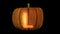3d animated carved pumpkin halloween text typeface with candle light animation loop L