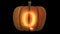 3d animated carved pumpkin halloween text typeface with candle light animation loop Q