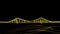 3d animated motion background of golden bridge over sea on black background