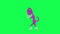 3D animated purple magical talking cat fighting and punching from right angle on green screen 3D people walking background chroma