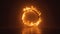 3d animation, abstract background with burning ring, round frame on fire