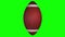 3D animation of american football ball rotating on transparent background.