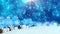 3d animation - blue christmas baubles over bokeh background