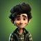 3d Animation Of Boy\\\'s Face In Bob Ross Style With Plaid Vest And Shirt