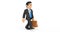 3D Animation footage businessman walking with a briefcase with white background