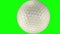 3D animation of golf ball rotating across a transparent background.