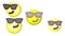 3D animation of a grinning, revolving and jumping yellow emoji.