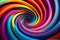 A 3D animation of a hypnotic spiral of colors and shapes in perpetual